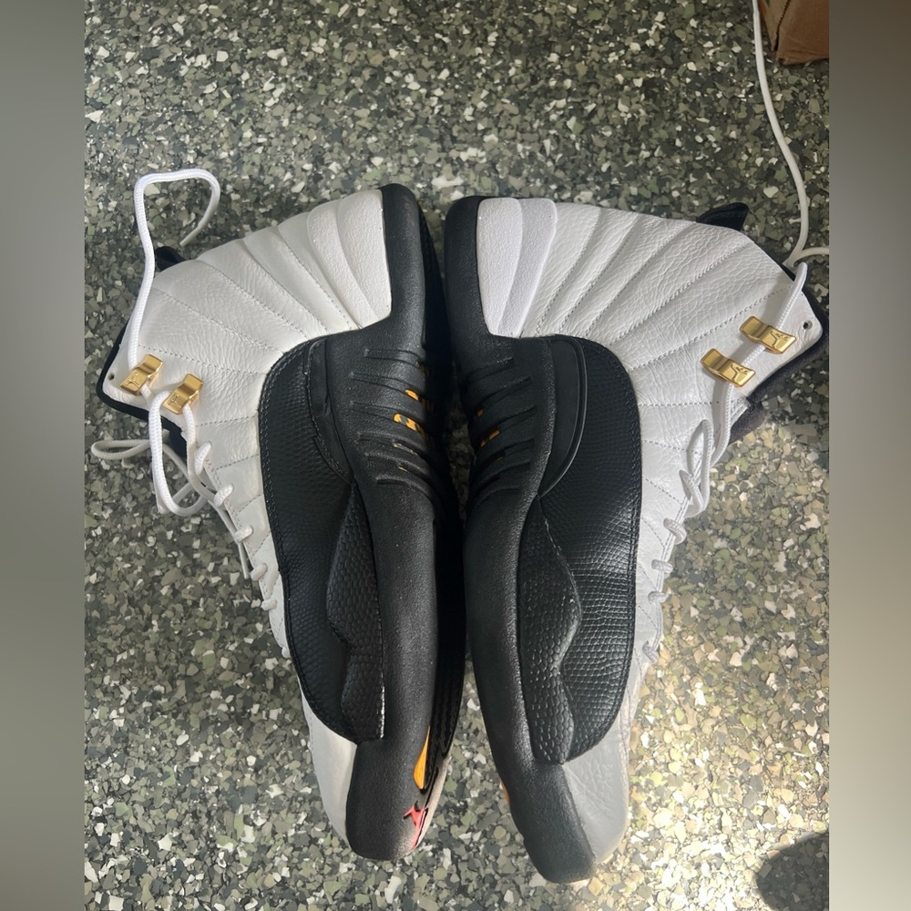 Jordan 12 Men's Sneakers - J 12 Taxi Black & White + 10.5 Geeen Snake - Picture 3 of 16
